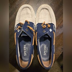 Sperry Blue and Tan Boat Shoes Sz 8.5